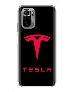 Чехол для Xiaomi Redmi Note 10S с картинкой «Tesla Red Logo»
