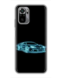 Чехол для Xiaomi Redmi Note 10S с картинкой «Неоновый контур Lamborghini»