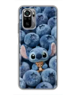 Чехол для Xiaomi Redmi Note 10S с картинкой «Стич и голубика»