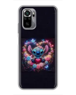 Чехол для Xiaomi Redmi Note 10S с картинкой «Stitch в цветах»