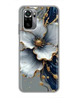Чохол для Xiaomi Redmi Note 10S з картинкою «Біла квітка та золотий флюїд»