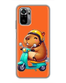 Чохол для Xiaomi Redmi Note 10S з картинкою «Капібара на скутері»