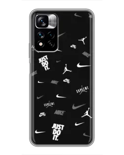 Чехол для Xiaomi Redmi Note 11 Pro Plus с картинкой «Nike Black Pattern»