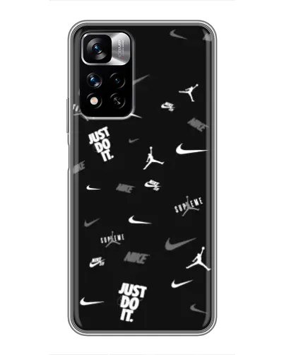 Чехол для Xiaomi Redmi Note 11 Pro Plus с картинкой «Nike Black Pattern» Чехол для Xiaomi Redmi Note 11 Pro Plus с картинкой «Nike Black Pattern»