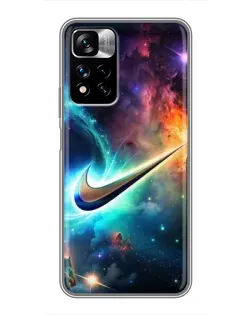 Чехол для Xiaomi Redmi Note 11 Pro Plus с картинкой «Космический Nike Swoosh»