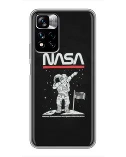 Чехол для Xiaomi Redmi Note 11 Pro Plus с картинкой «NASA — шагаем по Луне»