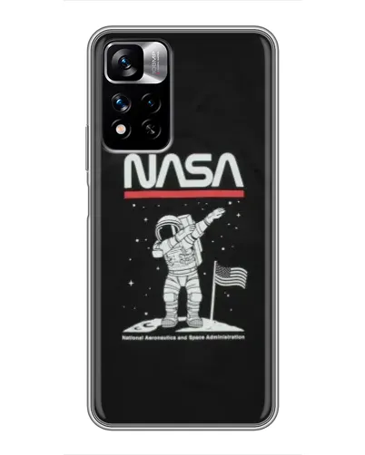 Чехол для Xiaomi Redmi Note 11 Pro Plus с картинкой «NASA — шагаем по Луне»