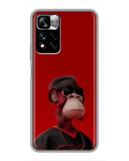 Чехол для Xiaomi Redmi Note 11 Pro Plus с картинкой «Bored Ape в красном» Чехол для Xiaomi Redmi Note 11 Pro Plus с картинкой «Bored Ape в красном»
