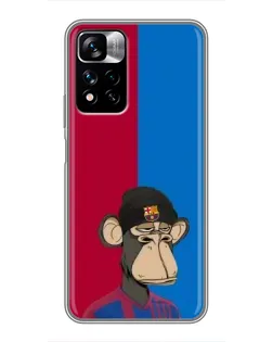 Чехол для Xiaomi Redmi Note 11 Pro Plus с картинкой «Bored Ape — фанат Барсы»