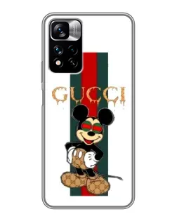 Чехол для Xiaomi Redmi Note 11 Pro Plus с картинкой «Микки Маус Gucci — полосы»