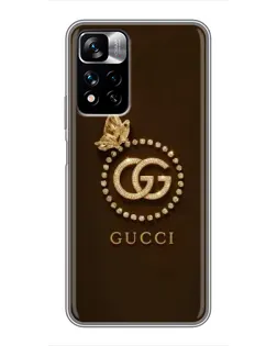 Чехол для Xiaomi Redmi Note 11 Pro Plus с картинкой «Gucci — золотая бабочка»