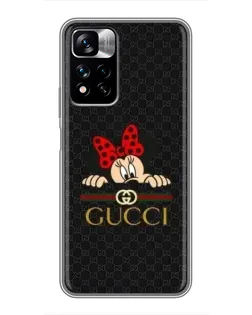 Чехол для Xiaomi Redmi Note 11 Pro Plus с картинкой «Минни Маус Gucci — черный»