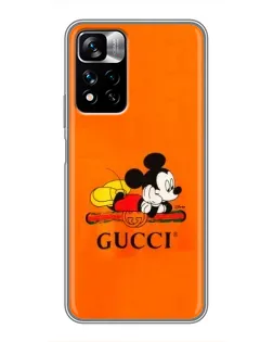 Чехол для Xiaomi Redmi Note 11 Pro Plus с картинкой «Микки Маус Gucci — оранж»