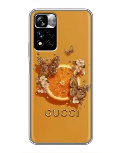 Чехол для Xiaomi Redmi Note 11 Pro Plus с картинкой «Gucci — золотые бабочки»