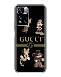 Чехол для Xiaomi Redmi Note 11 Pro Plus с картинкой «Gucci — герои Disney и монограмма»