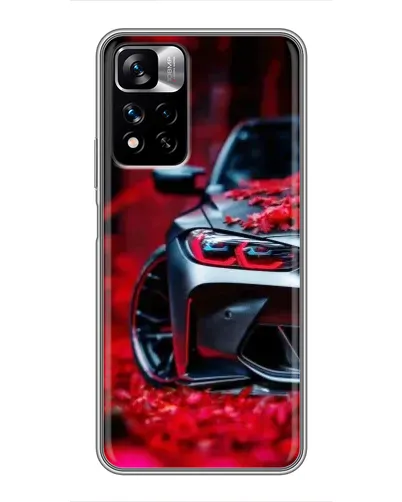Чехол для Xiaomi Redmi Note 11 Pro Plus с картинкой «Спортивная BMW и цветы»