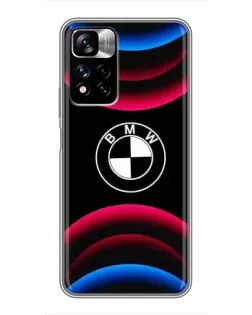 Чехол для Xiaomi Redmi Note 11 Pro Plus с картинкой «Логотип BMW и неоновые дуги»