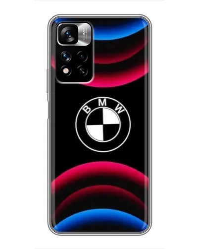 Чехол для Xiaomi Redmi Note 11 Pro Plus с картинкой «Логотип BMW и неоновые дуги»