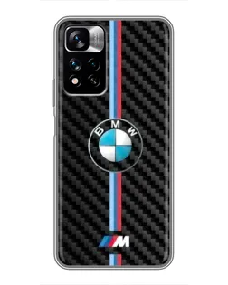 Чехол для Xiaomi Redmi Note 11 Pro Plus с картинкой «Эмблема BMW и карбон»