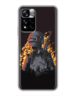 Чехол для Xiaomi Redmi Note 11 Pro Plus с картинкой «PUBG — огненный силуэт»