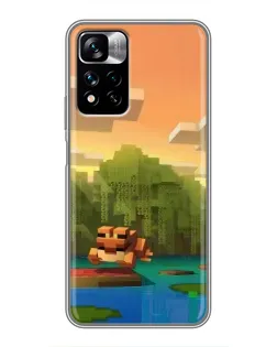 Чехол для Xiaomi Redmi Note 11 Pro Plus с картинкой «Майнкрафт закат солнца»