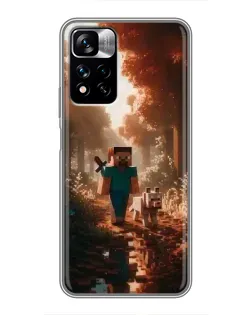 Чехол для Xiaomi Redmi Note 11 Pro Plus с картинкой «Стив в лесу»