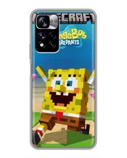 Чехол для Xiaomi Redmi Note 11 Pro Plus с картинкой «Губка Боб Minecraft»