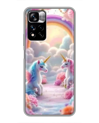 Чохол для Xiaomi Redmi Note 11 Pro Plus з картинкою «Веселка і єдинороги»