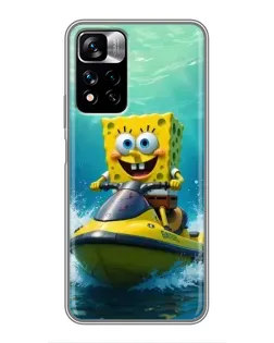 Чохол для Xiaomi Redmi Note 11 Pro Plus з картинкою «Спанч Боб на гідроциклі»