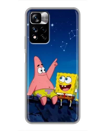 Чехол для Xiaomi Redmi Note 11 Pro Plus с картинкой «Губка Боб и Патрик ночью»