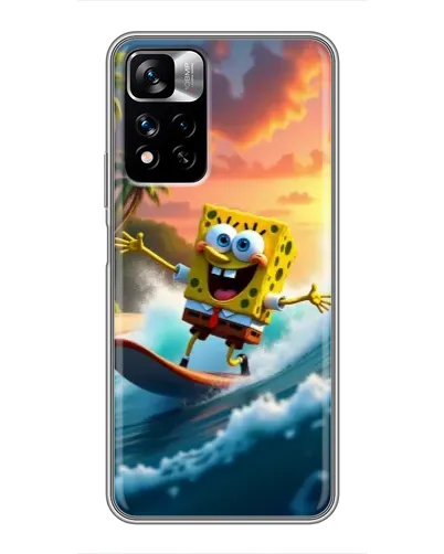 Чехол для Xiaomi Redmi Note 11 Pro Plus с картинкой «Губка Боб серфингист»