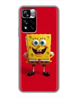 Чехол для Xiaomi Redmi Note 11 Pro Plus с картинкой «Спанч Боб на красном»