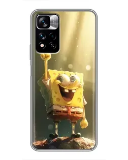 Чехол для Xiaomi Redmi Note 11 Pro Plus с картинкой «Сияющий Спанч Боб»