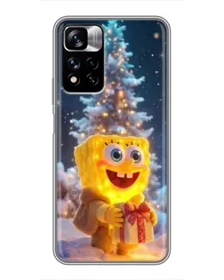 Чехол для Xiaomi Redmi Note 11 Pro Plus с картинкой «Рождественский Спанч Боб»