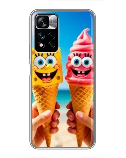 Чехол для Xiaomi Redmi Note 11 Pro Plus с картинкой «Спанч Боб мороженое»