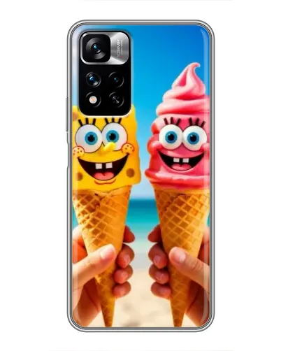 Чехол для Xiaomi Redmi Note 11 Pro Plus с картинкой «Спанч Боб мороженое»