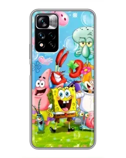 Чехол для Xiaomi Redmi Note 11 Pro Plus с картинкой «Губка Боб и друзья»