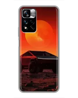 Чехол для Xiaomi Redmi Note 11 Pro Plus с картинкой «Cybertruck на Марсе»