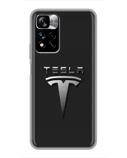 Чехол для Xiaomi Redmi Note 11 Pro Plus с картинкой «Стальной логотип Tesla»