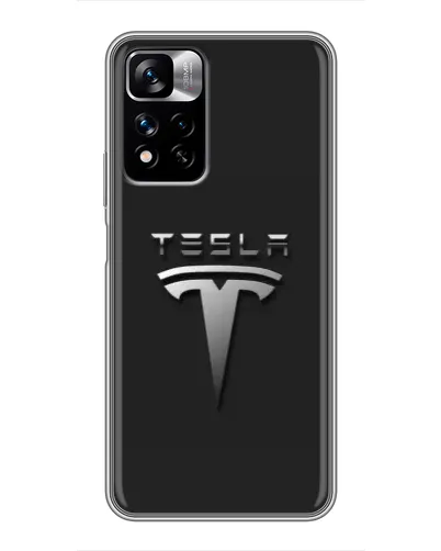 Чехол для Xiaomi Redmi Note 11 Pro Plus с картинкой «Стальной логотип Tesla»
