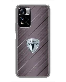 Чехол для Xiaomi Redmi Note 11 Pro Plus с картинкой «Металлическая текстура Tesla»