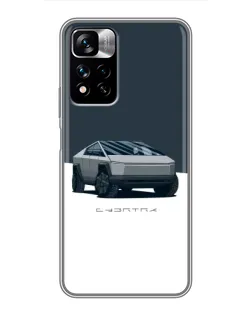 Чехол для Xiaomi Redmi Note 11 Pro Plus с картинкой «Серебристый Cybertruck Tesla»