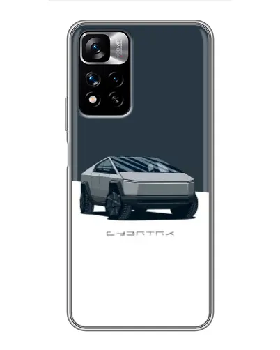 Чехол для Xiaomi Redmi Note 11 Pro Plus с картинкой «Серебристый Cybertruck Tesla»