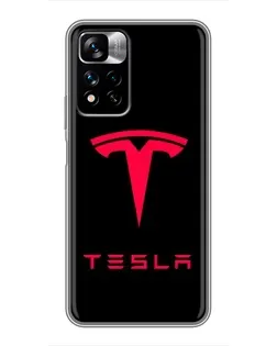 Чехол для Xiaomi Redmi Note 11 Pro Plus с картинкой «Tesla Red Logo»