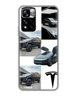 Чехол для Xiaomi Redmi Note 11 Pro Plus с картинкой «Коллаж Cybertruck Tesla»