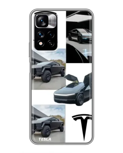 Чехол для Xiaomi Redmi Note 11 Pro Plus с картинкой «Коллаж Cybertruck Tesla»