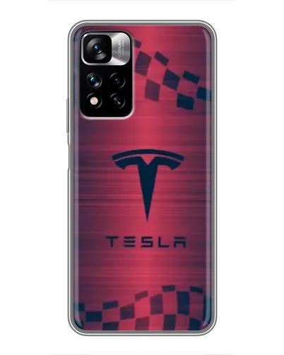 Чехол для Xiaomi Redmi Note 11 Pro Plus с картинкой «Тесла красный карбон»