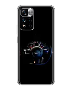Чехол для Xiaomi Redmi Note 11 Pro Plus с картинкой «Салон Audi — руль»
