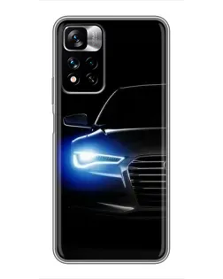Чехол для Xiaomi Redmi Note 11 Pro Plus с картинкой «Неоновый взгляд Audi»
