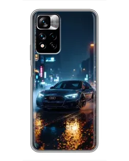 Чехол для Xiaomi Redmi Note 11 Pro Plus с картинкой «Ночной город и Audi»